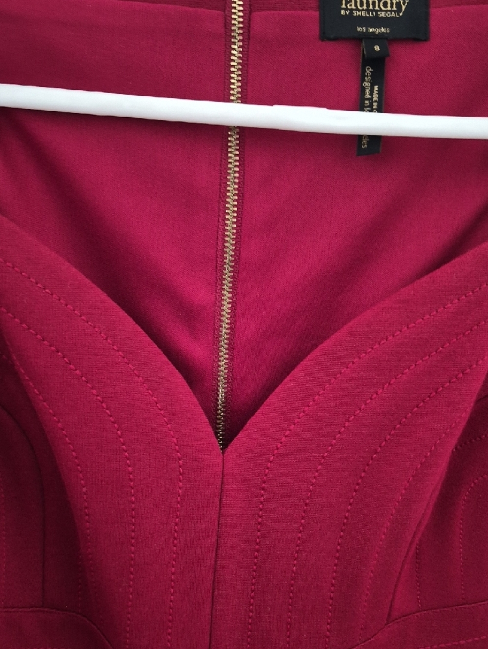 Classic Vixen Red Mini Midi Dress with Gold Tone Zipper. Wedding Guest. Size 8. - Picture 16 of 16